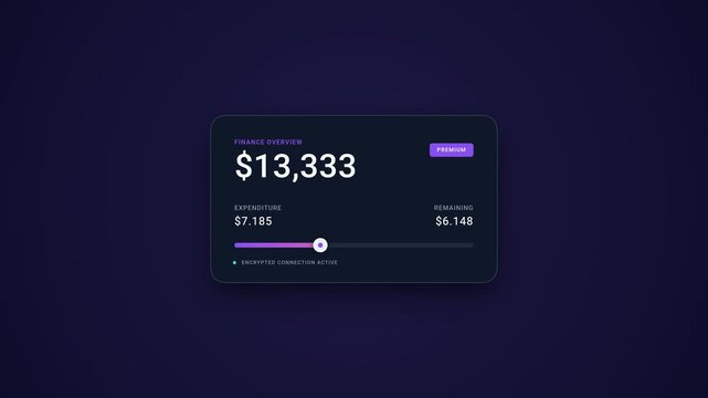 finance overview card widget with expenditure tracker progress bar