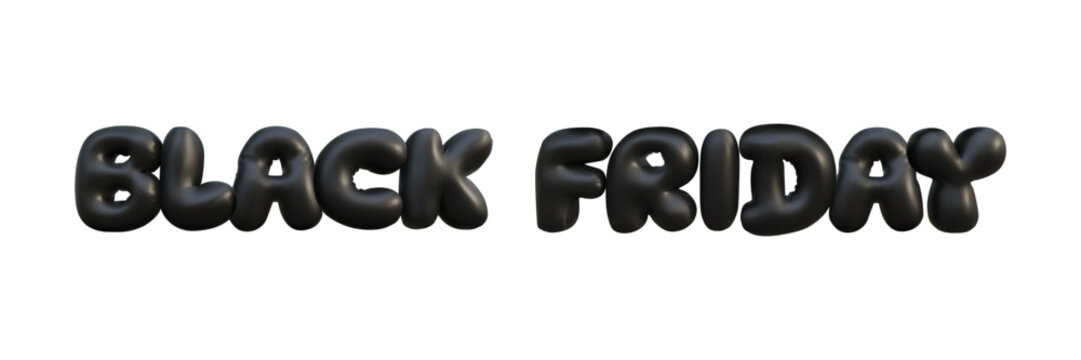 Vector Black Friday poster with black balloons isolated on white background. Concept of Black Friday sale.