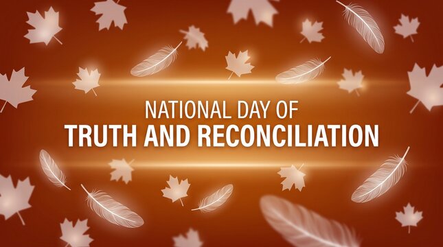 National day of truth and reconciliation decorative banner with autumn leaves