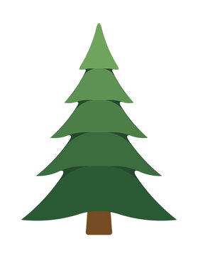 Green Christmas tree with five layers, vector illustration