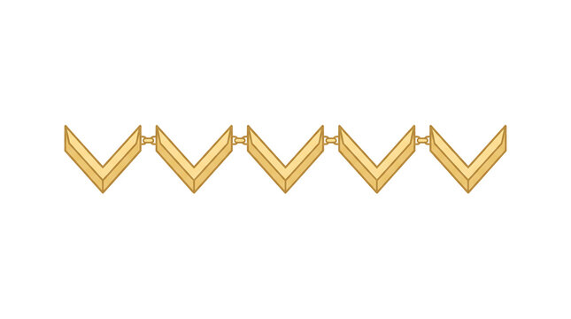 Elegant gold chevron border with a 3d metallic geometric pattern on a white background