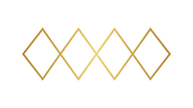 Minimalist gold geometric pattern with interlocking rhombus shapes on a plain background