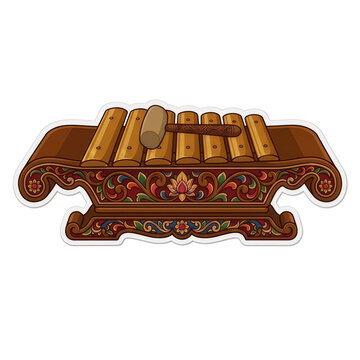 Traditional Indonesian Gamelan Saron Instrument Vector Sticker Illustration