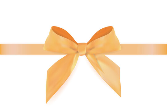 Golden Yellow Ribbon Bow Flat Vector Icon Illustration Gift Decoration