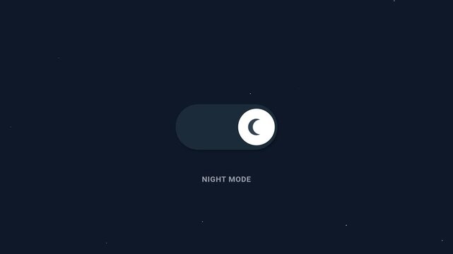 User interface animation showing a dynamic toggle switch with day and starry night sky backgrounds for your app design visual element needs.