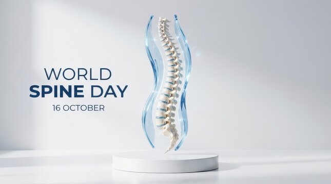 World spine day illustration with human spine model
