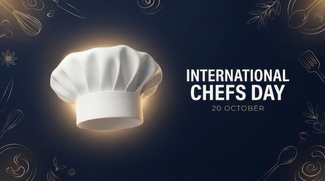 Chef hat on black background for international chefs day