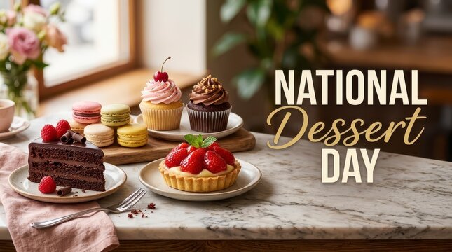 Assorted desserts on table for national dessert day
