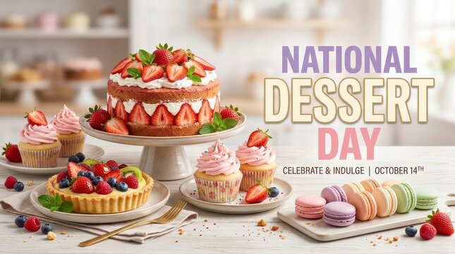 Colorful desserts celebration for national dessert day