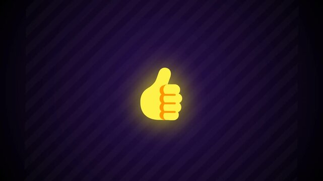 Thumbs up hand gesture holding a computer mouse on a dark striped background