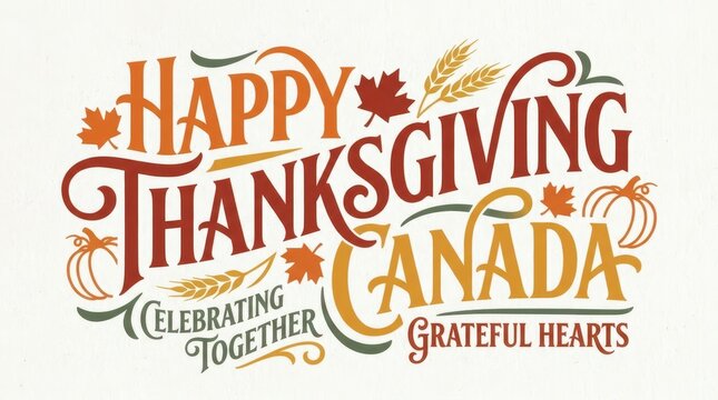 Happy thanksgiving canada festive text design
