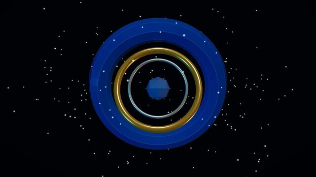 Abstract geometric gyroscope in outer space with stars