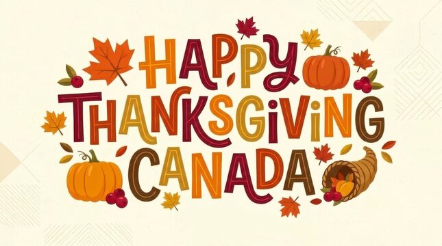 Happy thanksgiving canada colorful text design