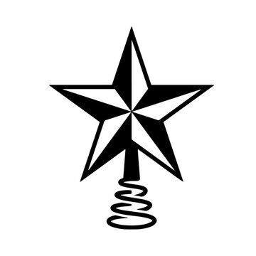Christmas tree star topper icon in black and white vector