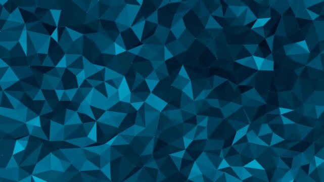 Dark blue low-poly triangular facets slowly shift and morph across a geometric digital surface. Smooth wave movement creates subtle shading and visible depth.