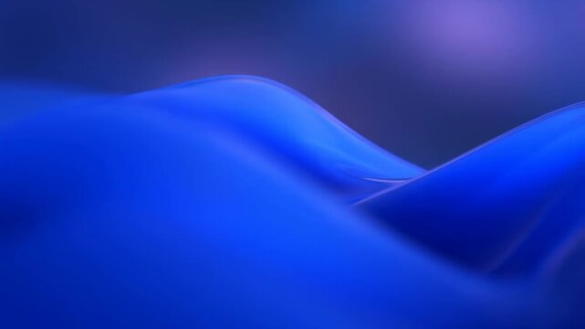 Smooth blue fabric-like waves flow and undulate with soft gradients and glowing edges in an abstract digital environment. Animated backdrop combines soft glow with visible depth.