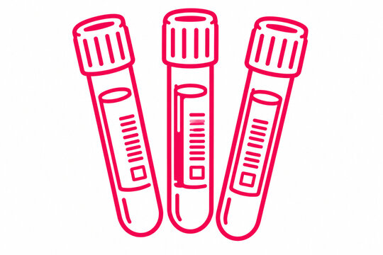 Three blood sample tubes in pink line art