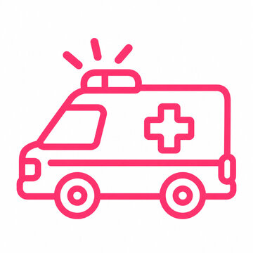 Ambulance icon in pink outline
