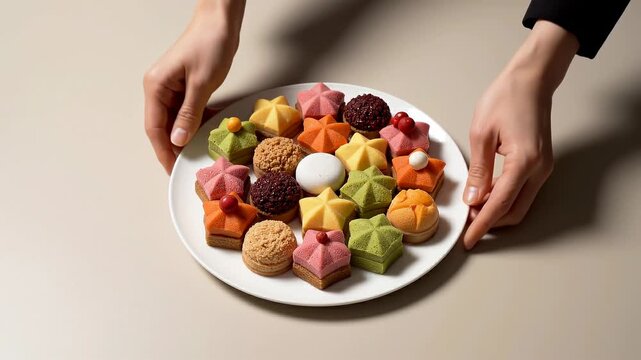 Delicious Assorted Star Shaped Pastries Placed on White Plate.