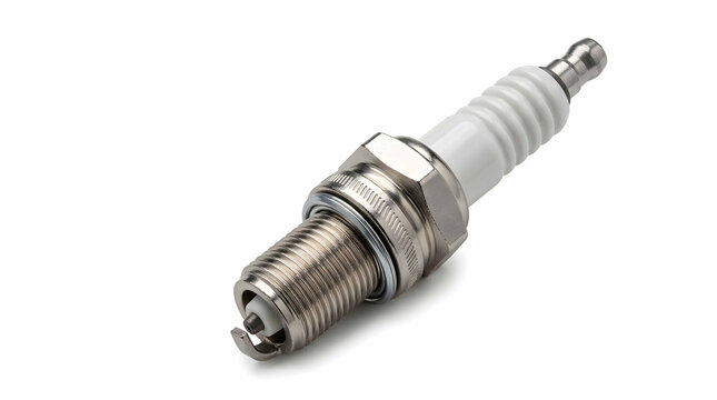 Precision-engineered silver spark plug with intricate threading detail, concept for aviation maintenance, automotive diagnostics, and travel equipment reliability