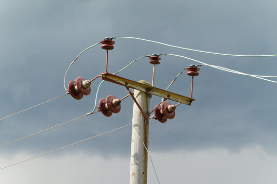 Telephone cables and stromy sky