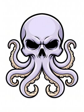 Powerful Skull Octopus Mascot Vector Logo for Gaming Team or Esport Branding Illustration