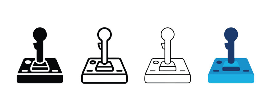 game controller icons featuring joystick and buttons isolated on transparent background