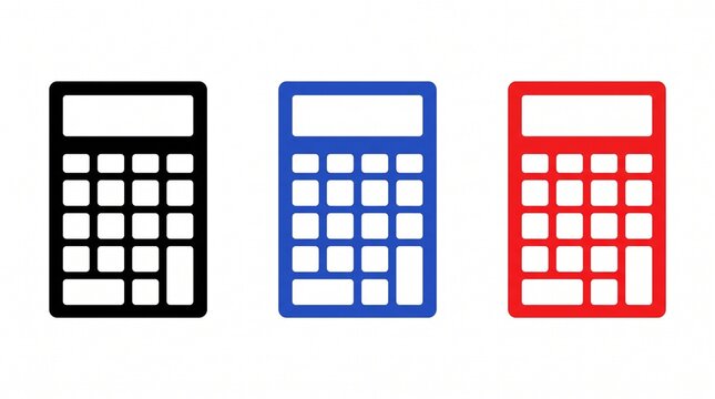 Electronic Pocket Calculator Icons Set