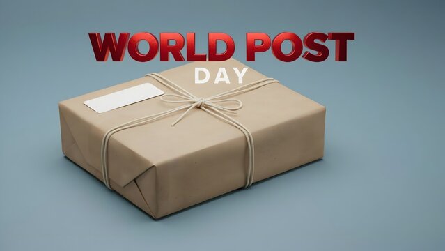 World post day parcel wrapped in brown paper with a blank label