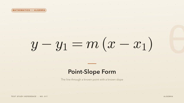 Point-slope form algebraic equation on a neutral background