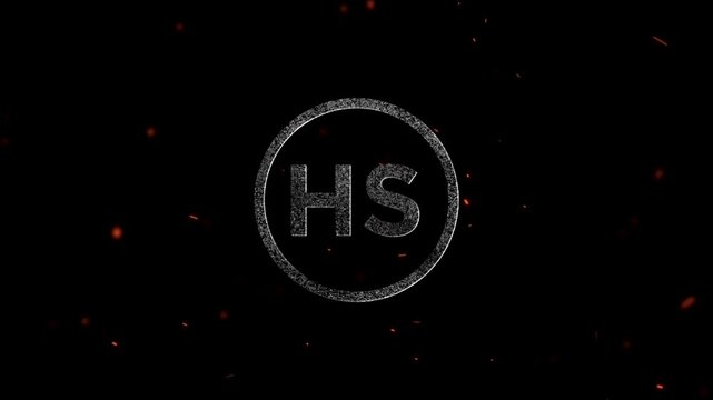 Abstract glowing letters HS inside a circular frame with floating embers