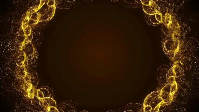 中央を空けて外側を巡る幻想的な光の粒子