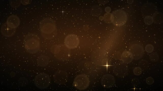 Golden Glittering Particles and Bokeh Lights on a Dark Background Video Clip