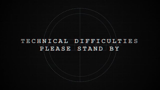 Retro Technical Difficulties Please Stand By Screen with Target Grid for Broadcast Error Message