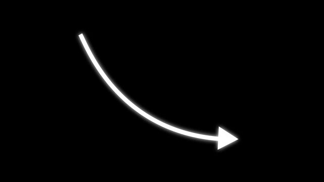 Animated white arrow appears from upper left corner and moves down to the lower right direction