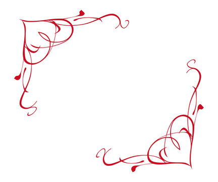 Red Floral Corner Swirls
