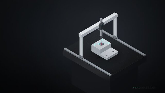 Coordinate Measuring Machine Ruby Probe Inspecting Machined Part Seamless Loop