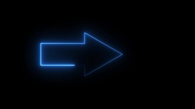 Glowing neon arrows moving from right to left on black background. neon abstract directional icon animation. Arrow symbol icon. Directional sign arrow ...