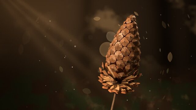 Pine Cone Scales Opening Macro Autumn Light Animation
