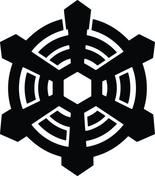 Ship wheel or nautical helm silhouette icon isolated on white background