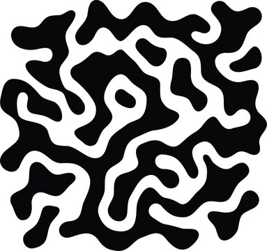 Turing pattern or organic labyrinth texture silhouette icon isolated on white background