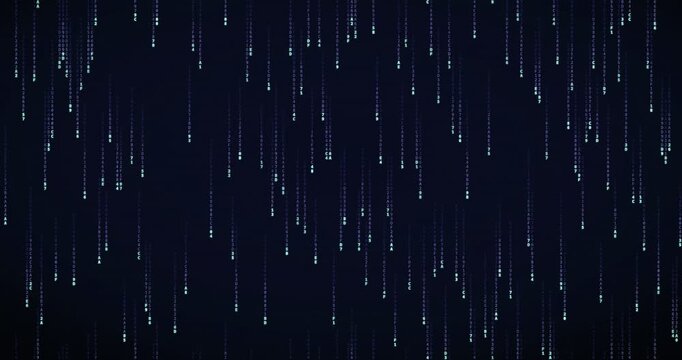 Hexadecimal code symbols fall in a dense, violet-tinged code rain animation, creating a deep mainframe atmosphere.