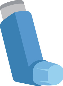 Blue asthma inhaler device for respiratory health and medication delivery with respiratory