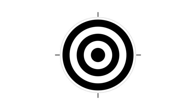 Black and white minimal bullseye target icon isolated on white background.