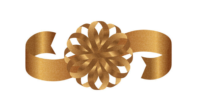 Decorative golden bow with ribbon isolated on transparent background. holiday decoration. for dark and light color background. realistic gold shiny nice effect ribbon illustration PNG.