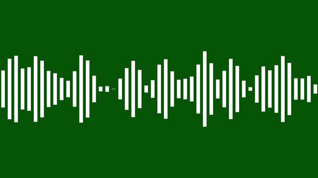 White sound wave audio spectrum green background, audio Sound waves moving motion animation, waveform equalizer and visualization, music frequency bars animation, professional podcast audio wave, 4k