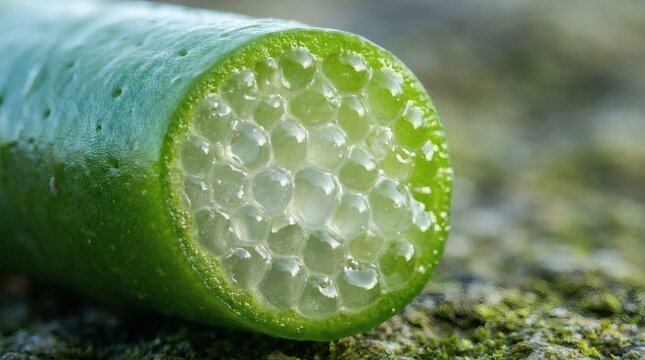 Rock Samphire Succulent Stem with Translucent Cell Structure.