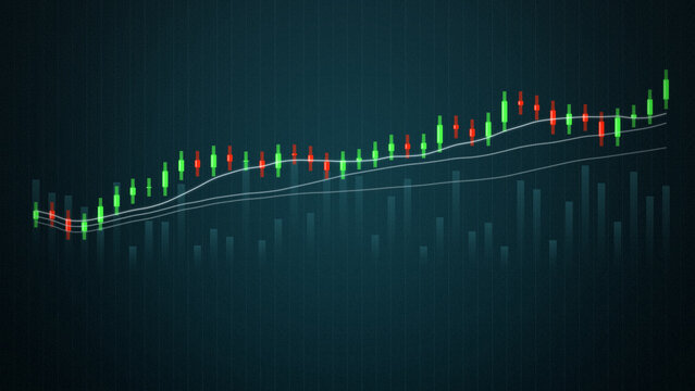 Dark Background Stock Market with glowing Candlestick Graph Showing Steady Financial Growth