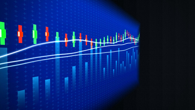 Blue Digital Stock Market Financial Chart and Candlestick Graph