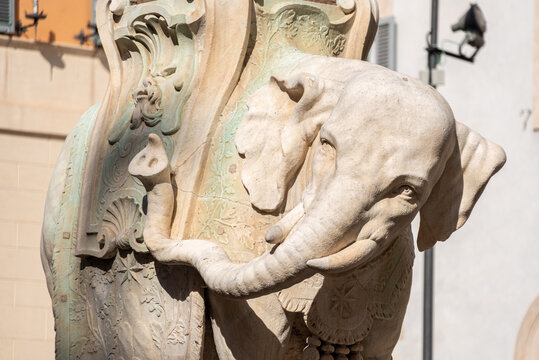 Elephant Statue And Obelisk Of Minerva In Rome, Italy